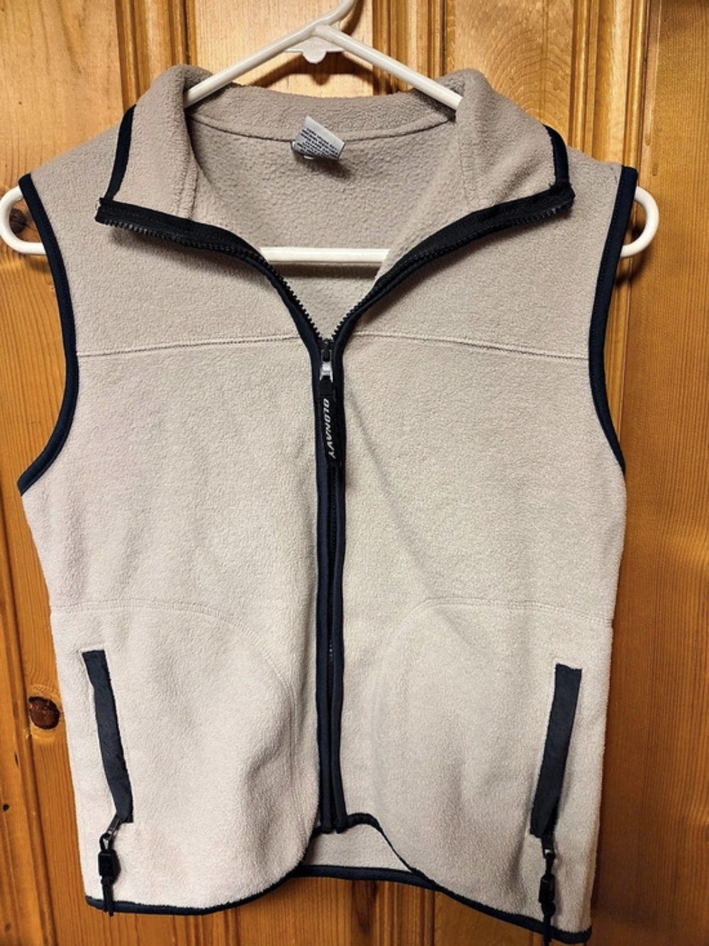 Old Navy Full Zip Fleece Vest Beige & Black Size Small